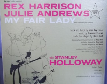 My Fair Lady, Original Cast Recording, Rex Harrison and Julie Andrews, Vintage Record Album, Vinyl LP, Broadway Musical