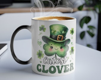 St Patricks Day Color Morphing Mug Cutest Clover, 11oz, Saint Patrick's Day, Lucky Mug