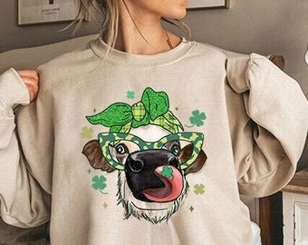 Highland Cow St Patricks Day Sweatshirt, Fall Cow Farm Girl, Cozy Sweatshirt, Winter Cozy, Saint Patricks Day Sweatshirt Gift