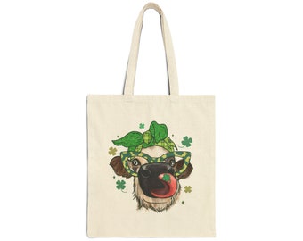 Highland Cow St Patricks Day Cotton Canvas Tote Bag