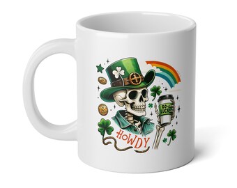 Skeleton Saint Patricks Day Cup, Coffee Mug St Pattys Day Skeletons, Jumbo Mug, 20oz