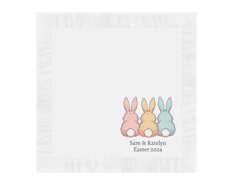 Custom Easter White Coined Napkins, Last Name Customization Easter Napkins