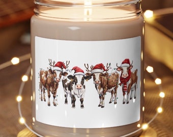 Cow Candle, Cow Gift, Cow Christmas Scented Soy Candle, 9oz