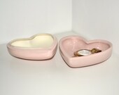 Vintage Pastel Pink Heart Shaped Porcelain Jewelry Dish - Trinket Dish - Ring Dish - Jewelry Container