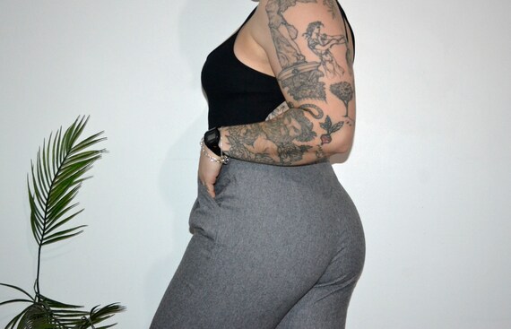 Vintage High Waisted Gray Wool Trouser Pants