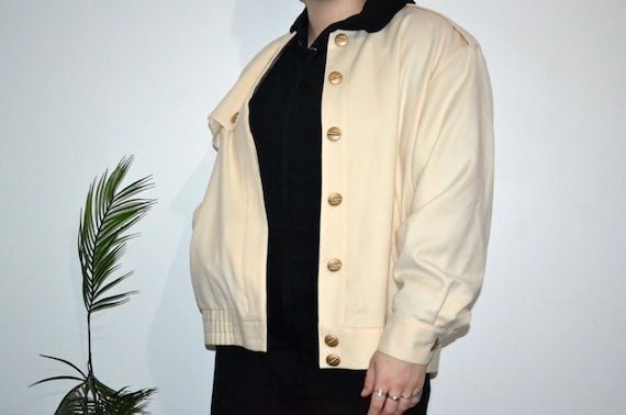 Vintage Cream Coloured Wool Bomber / Blazer Jacket