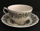 Johnson brothers Merry Christmas Cup and Saucer. Vintage Christmas. Christmas Dinnerware.