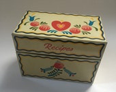 Folk Art Tin Recipe Box. Ohio Art Company. Pennsylvania Dutch.