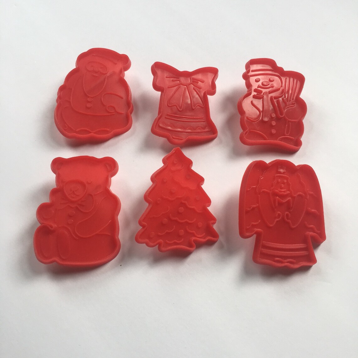 Vintage Red Plastic Christmas Cookie Cutters. Angel. Teddy - Etsy