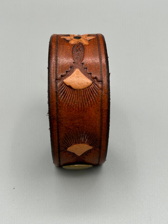 Tooled Leather Cuff Bracelet. Fits 6 1/4 - 6 1/2 … - image 5