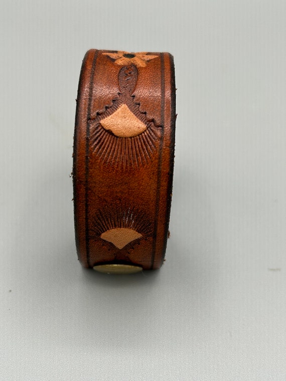 Tooled Leather Cuff Bracelet. Fits 6 1/4 - 6 1/2 … - image 7