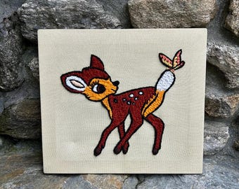 Vintage Bambi Crewel Wall Art. Paragon Crafts. Walt Disney Bambi.