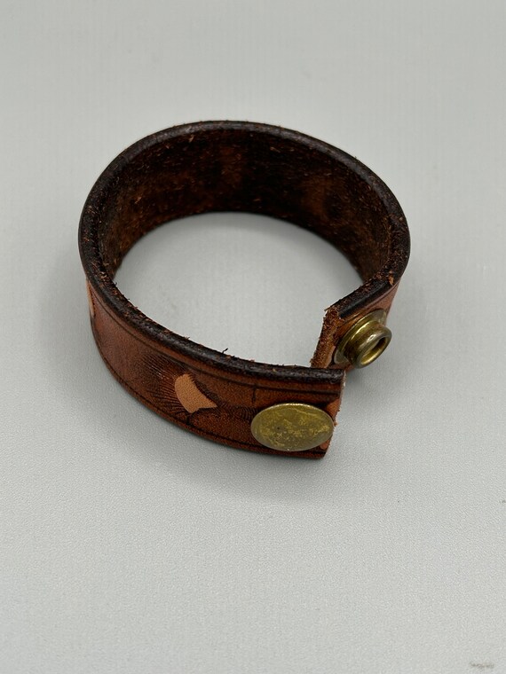 Tooled Leather Cuff Bracelet. Fits 6 1/4 - 6 1/2 … - image 3