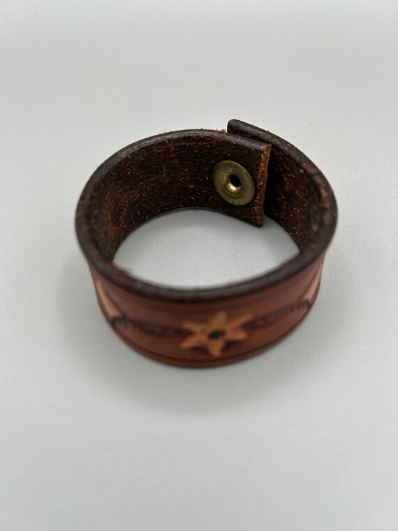Tooled Leather Cuff Bracelet. Fits 6 1/4 - 6 1/2 … - image 6
