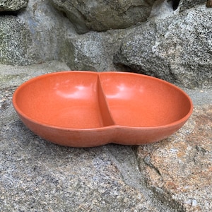 Orange Color Flyte Melmac Divided Bowl. Branchell. 1950s Melamine.