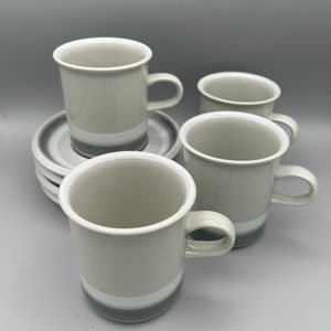 Arabia Finland SALLA Mugs and Saucers. Espresso Small Coffee Set. Raija Uosikkinen and Ulla Procope.