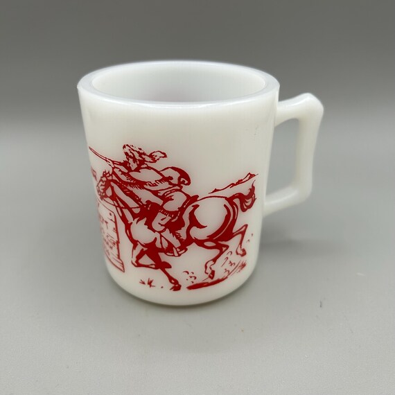 Davy Crockett Famous Frontiersman Mug. Vintage 1950s Hazel Atlas Collectible Milk Glass Mug.
