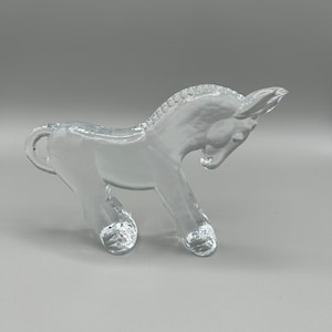 Kosta Boda Zoo Donkey Figurine. 1970s. Paperweight Collectible. Swedish Modern Art Glass.