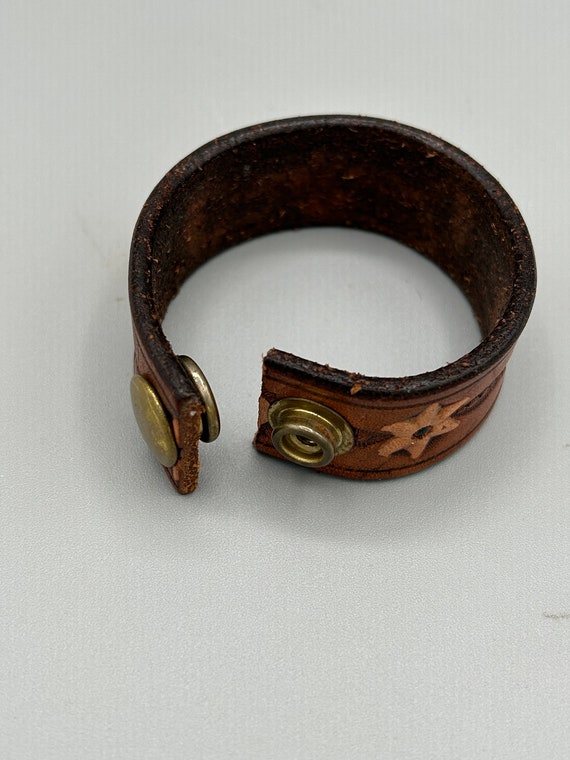 Tooled Leather Cuff Bracelet. Fits 6 1/4 - 6 1/2 … - image 4