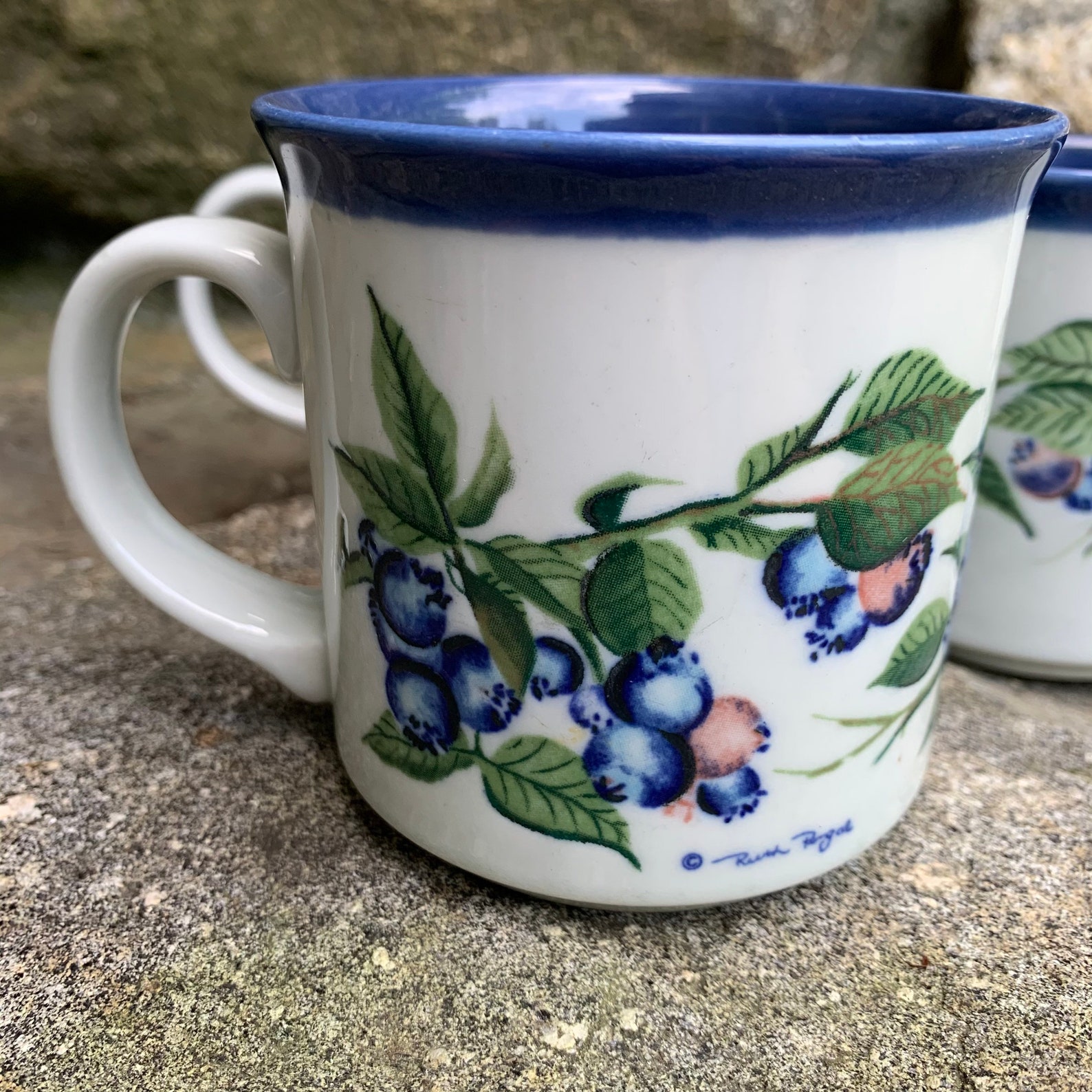 Otagiri Blueberry Mugs. Lot of 3. Signed Ruth Pengal. Maine Etsy