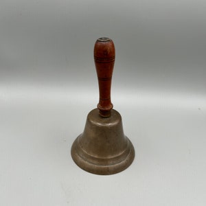 Brass School Bell. Wood Handle Bell.