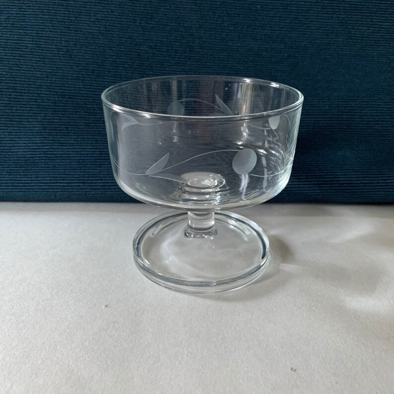 Vintage Etched Glass Dessert Bowls. Stemmed Bowls. Set of 6. Etsy