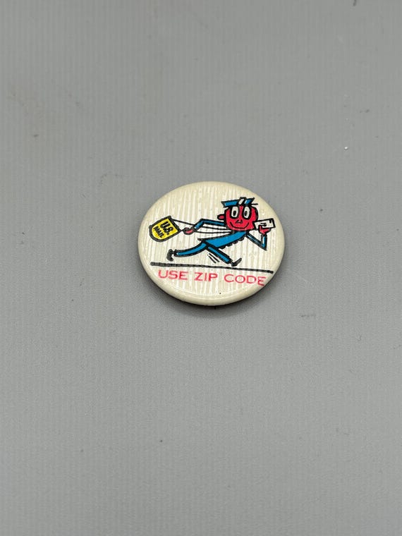 Mr. Zip  Use Zip Code Button. Vintage Pinback But… - image 1