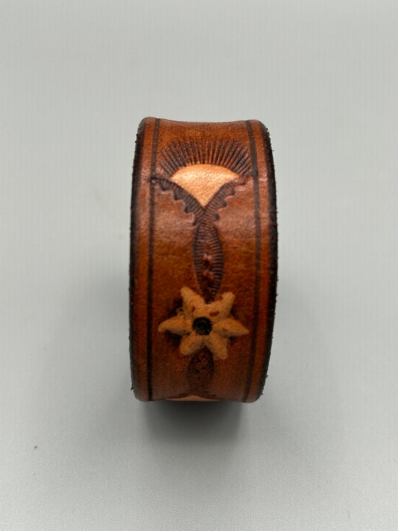 Tooled Leather Cuff Bracelet. Fits 6 1/4 - 6 1/2 … - image 2
