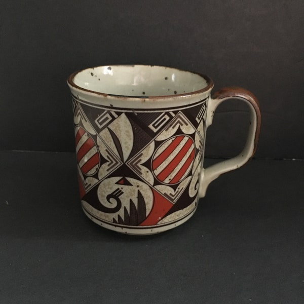 Vintage Stoneware Mug. Orange and Brown. Japan.