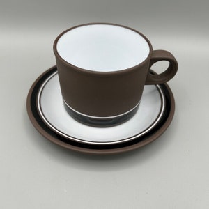 Hornsea Contrast 6 Cups / Saucers. Set of 6. 1970s Dinnerware. Made in England. Lancaster Vitramic.