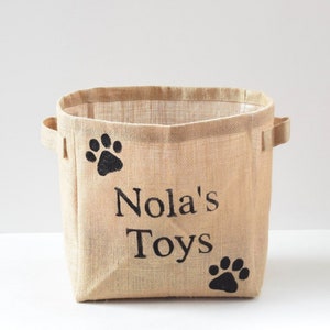 Personalized Storage- Storage Basket- Toy Storage- Nursery Storage- Burlap Bin- Storage Basket- Dog Toys- Home Decor- Kitchen Storage