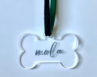 Personalized Dog Ornament, Christmas Ornament, Dog Bone Ornament, Fur Babies, Holiday Gift for Dog Lovers, Dog Gift, Stocking Tag