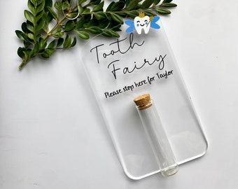 Personalized Tooth Fairy Sign, Tooth Keeper, Lost Tooth, Kids Tooth Fairy Door Hanger, Loose Teeth