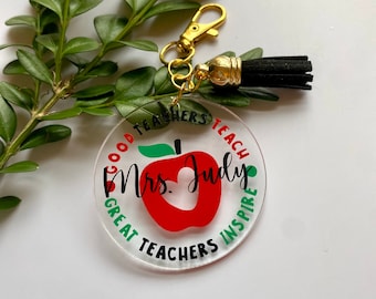 Personalized Teacher Keychain, Teacher Gifts, Personalized Gifts, Gifts for her, Keychain,