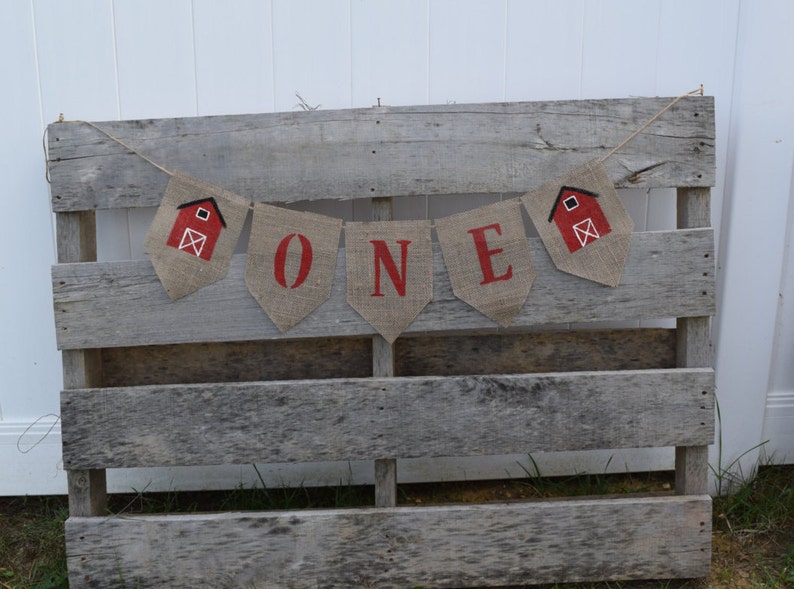 First Birthday High Chair Burlap Banner Birthday Banner Party Decor Barn ONE Cake Smash One Banner Photo Prop First Birthday