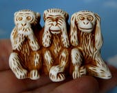 See no evil Hear no evil Speak no evil Statues Ceramic Netsuke Sculptures Three Wise Monkeys Ornament Original Office Decor Gifts for Friend