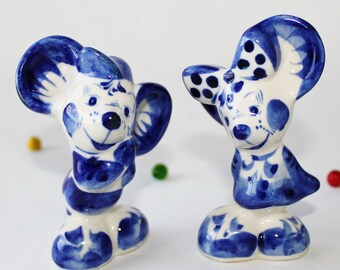 Petite Figurine de Verre Souris Noir Blanc Mini Miniature Animal D/écor Vitrine