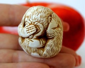Monkey Miniature See no evil Hear no evil Speak no evil Three Wise Monkies Figurine Three Chimps Birthday Gift for coworker Father Teacher