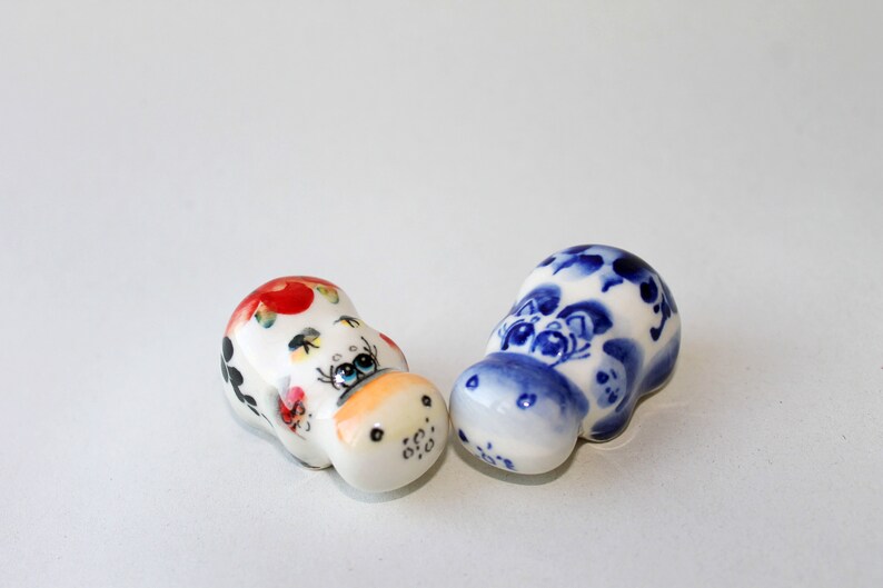 Tiny Hippo Gift Animal Figurine Hippopotamus ceramic sculpture Small animal miniature Hippo Art Items Gift for hippo lover Newborn boy girl
