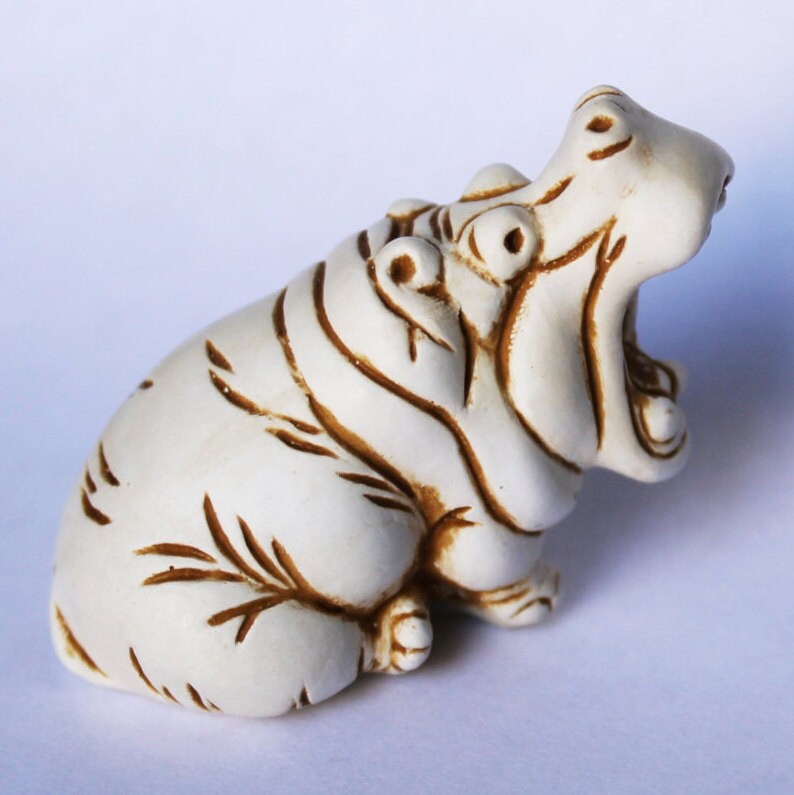 Cute Hippo gift Hippopotamus Figurine Small animal miniature Etsy