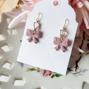 Handmade Bow Earrings Bridal Gift Wedding Jewelry Dangle Charm Crystal Drop Feminine Style Romantic Accessory Gold Accent Vintage Design