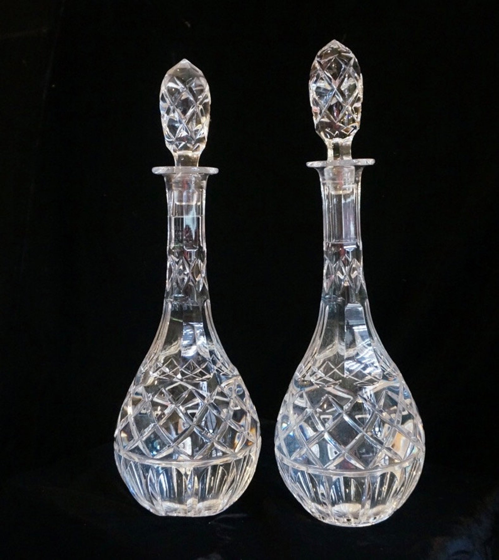 Matching Cut Crystal Decanters Vintage Etsy