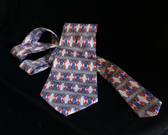 Vintage Silk Blue Diamond Tie - image 1