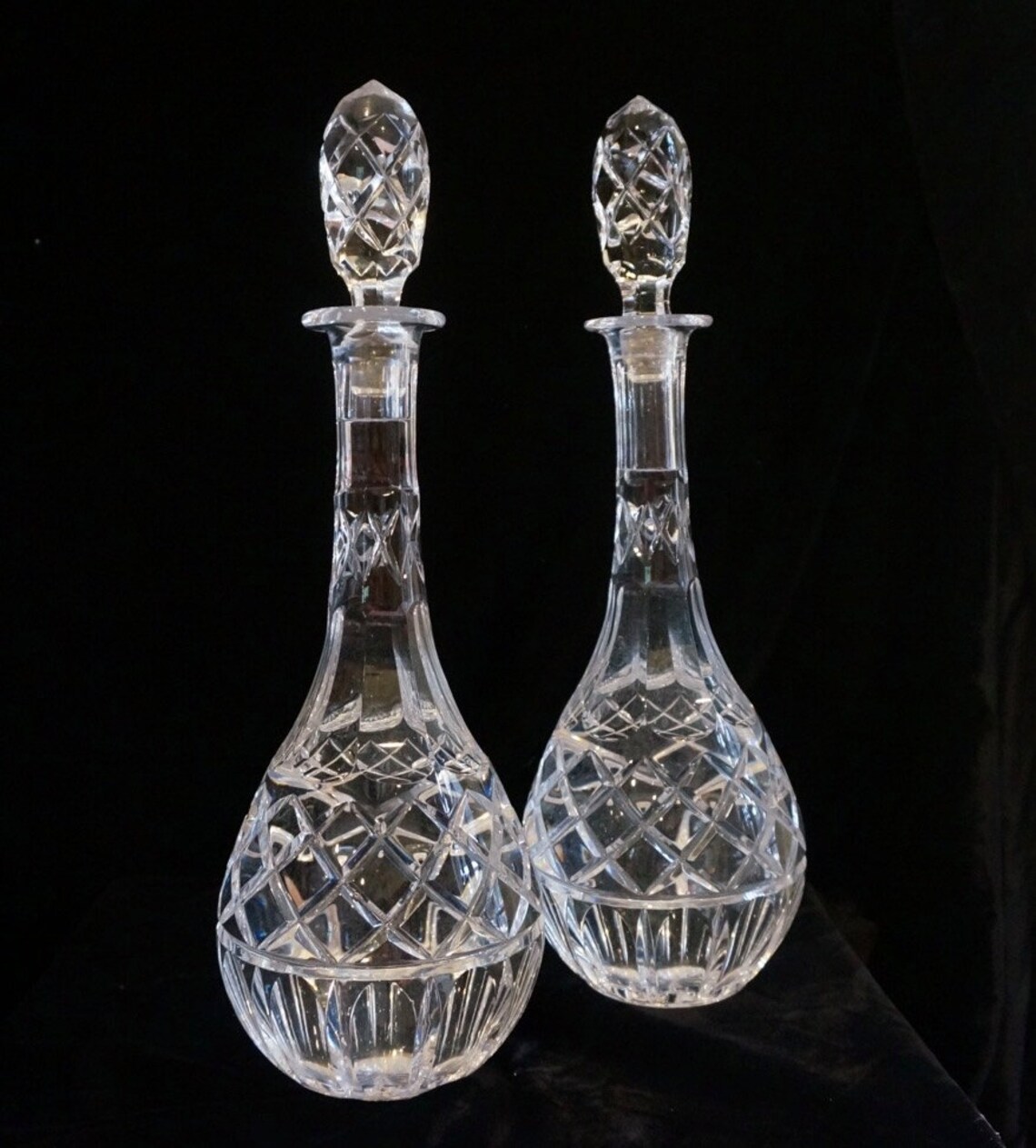 Matching Cut Crystal Decanters Vintage Etsy