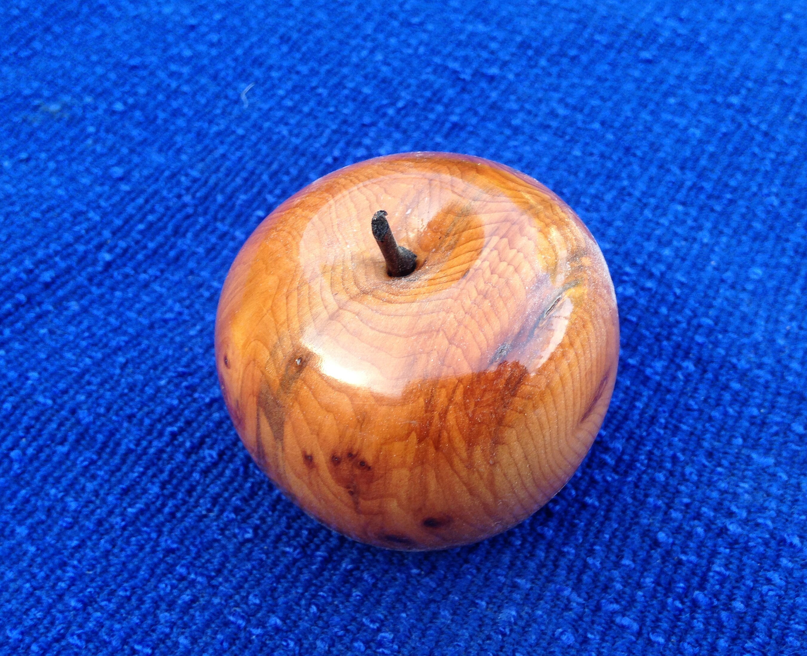 Wooden Apple made from Yew. Turned wooden Apple. Hand turned Etsy