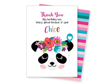 Panda Bear Fill In the Blank Thank You Cards Personalized \u2022 Custom Flat Card Stationery Custom Printed Notecard \u2022 Birthday Party Baby Shower