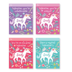 Unicorn Valentines Day Cards, Printable DIY Card Classroom, Valentine ...