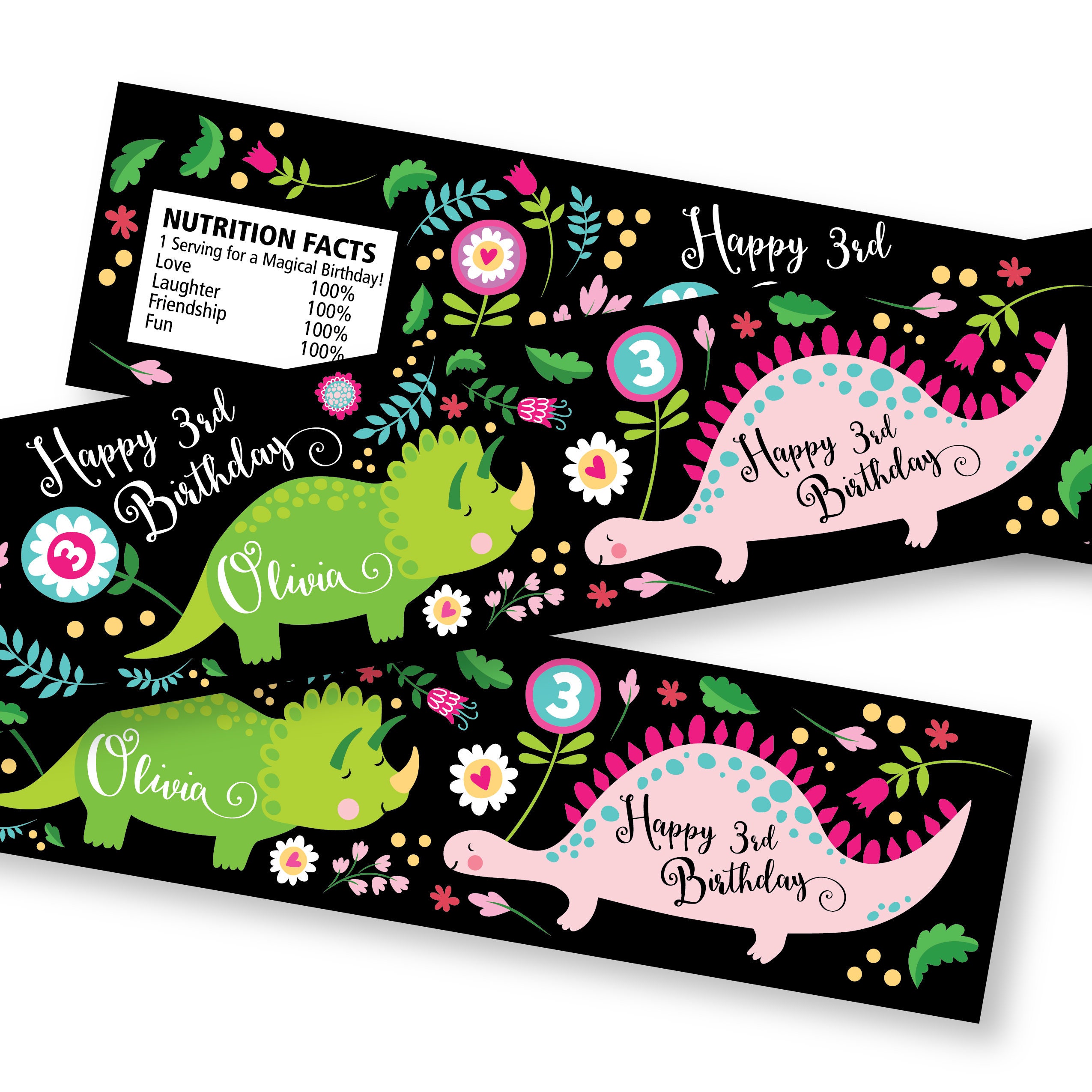 dinosaur bottle label customized printable diy girls