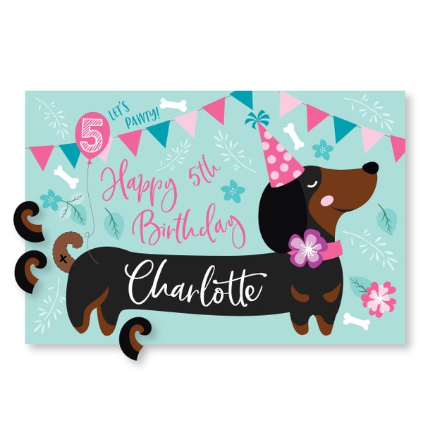 Pin the Tail on the Dachshund Party Game, Customizable Birthday (Digital Files)
