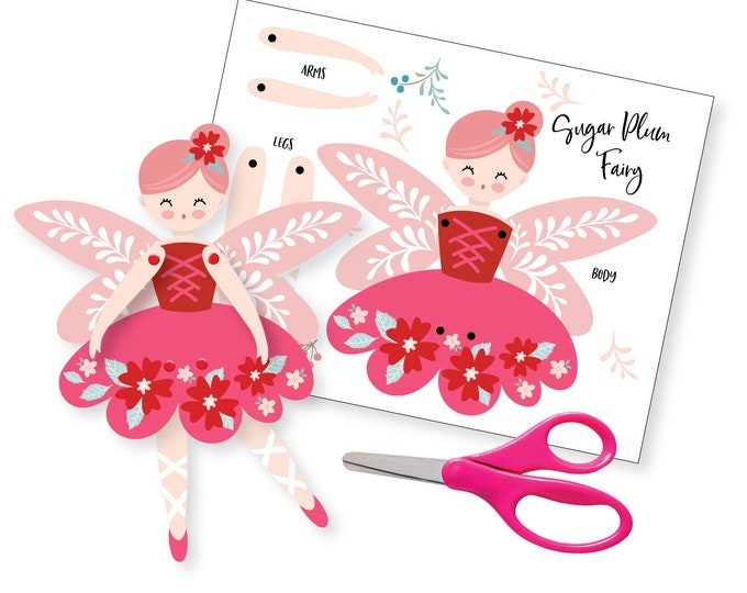 Nutcracker Ballet 3 Articulated Paper Dolls, Instant DIY Download - Nutcracker Ballet - Holiday School Craft, Articulated Favor Tags